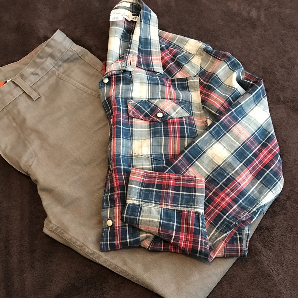 H&M Men's long sleeve plaid button down