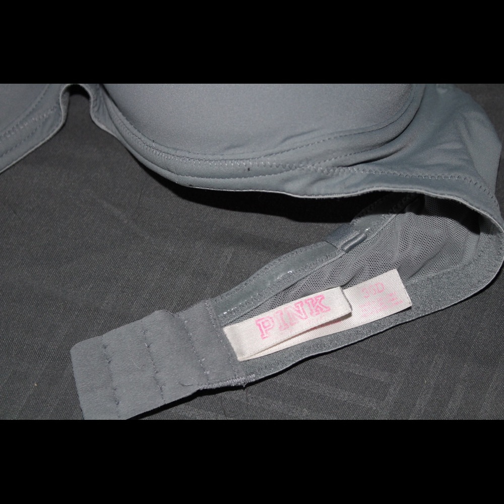 Gray Strapless Pink Bra
