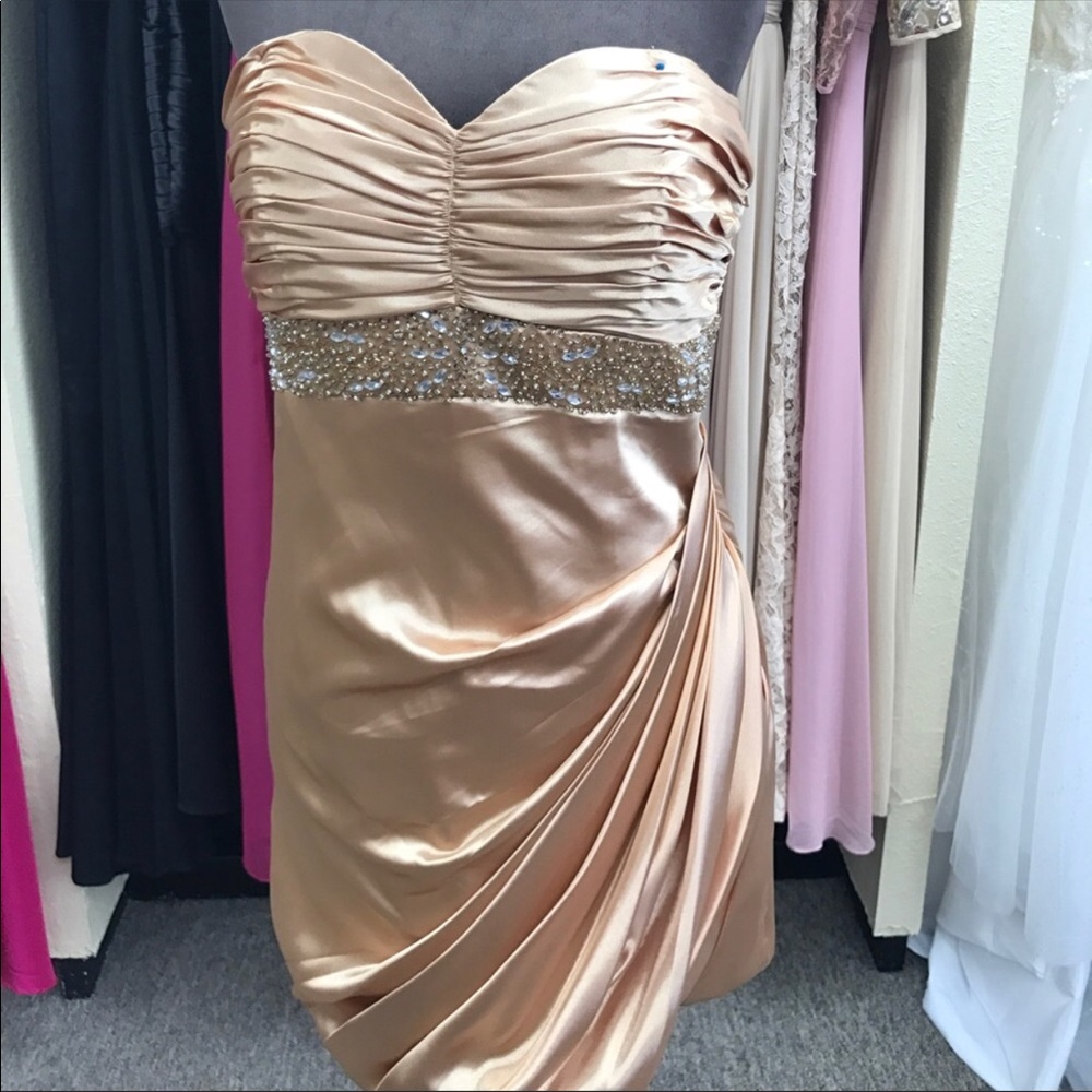 Short gold cocktail dress