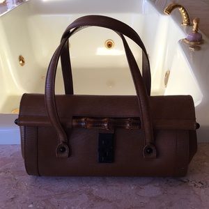 Gucci Leather with Bamboo Enclosure Handbag.