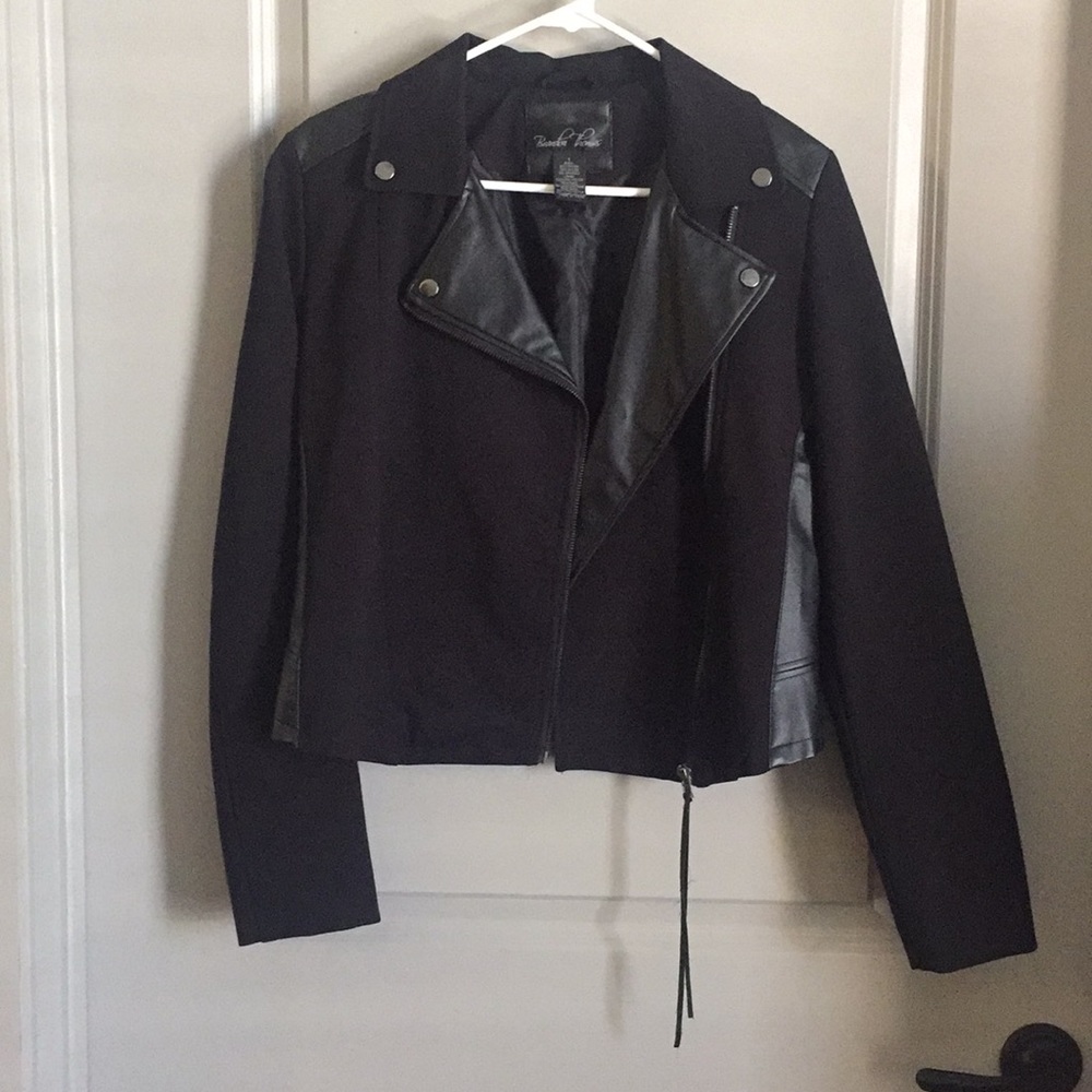 Black jacket with leather detail