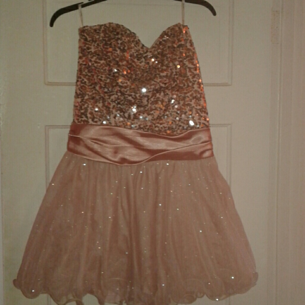 Pink Strapless Sequin Dress