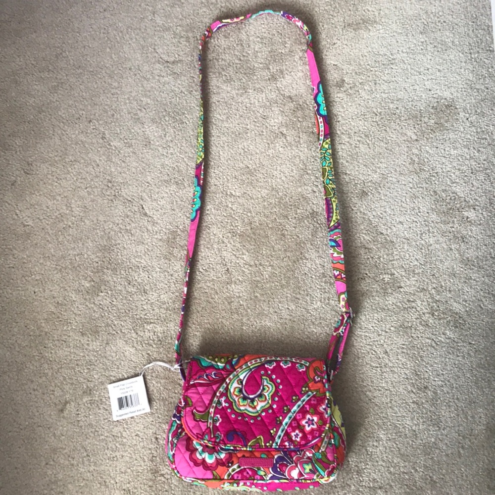 Vera Bradley Small Flap Crossbody in Pink Swirls