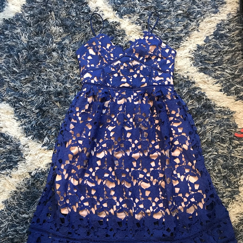 Blue Lace Midi Dress