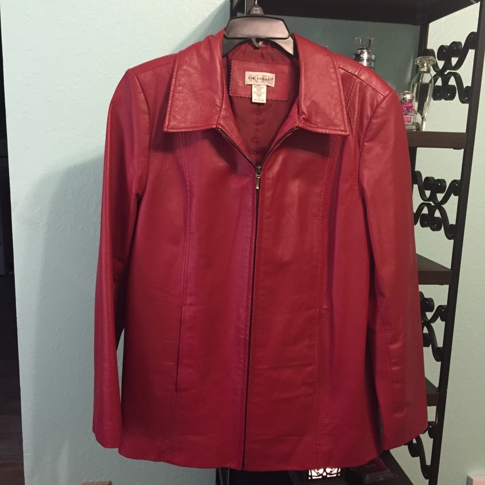 Beautiful 100% red leather jacket! ECU