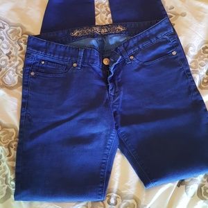 Express jeans.  Blue in color.