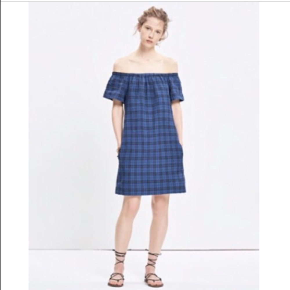 [madewell] NWT plaid off the shoulder dress