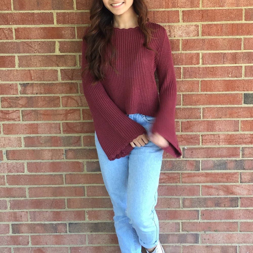 Bell Sleeves Cropped Sweater