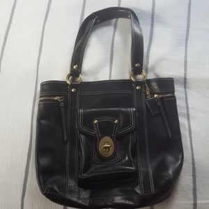 Authentic Coach black leather Legacy tote.