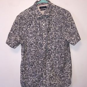 Denim and flower floral button up