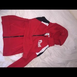 RED BLACK N WHITE ZIP UP PINK VS HOODIE