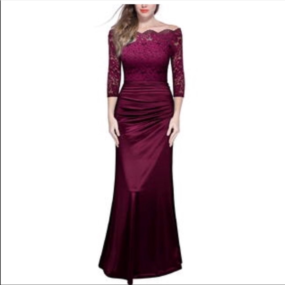 Off the shoulder evening gown
