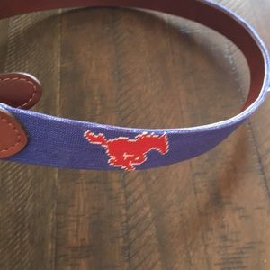 Smathers and Branson needlepoint SMU Mustangs belt