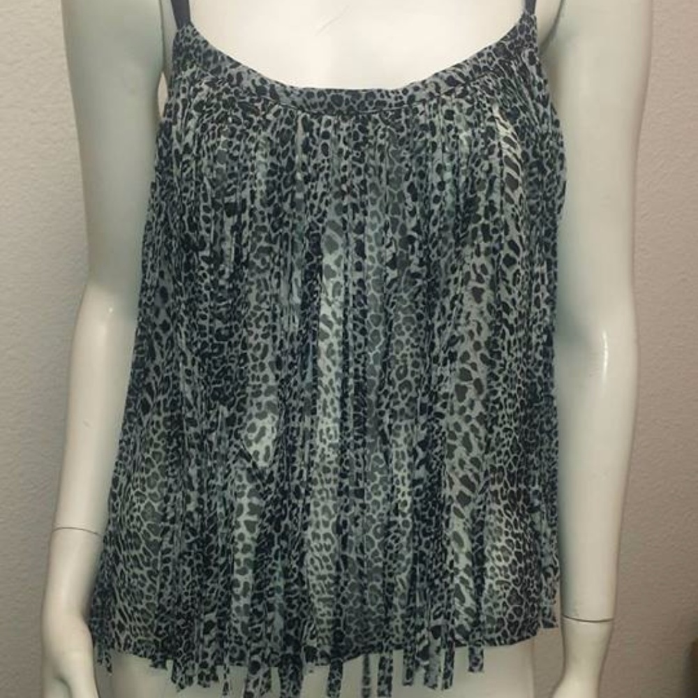 Nwt Comme Leopard Fringe Top