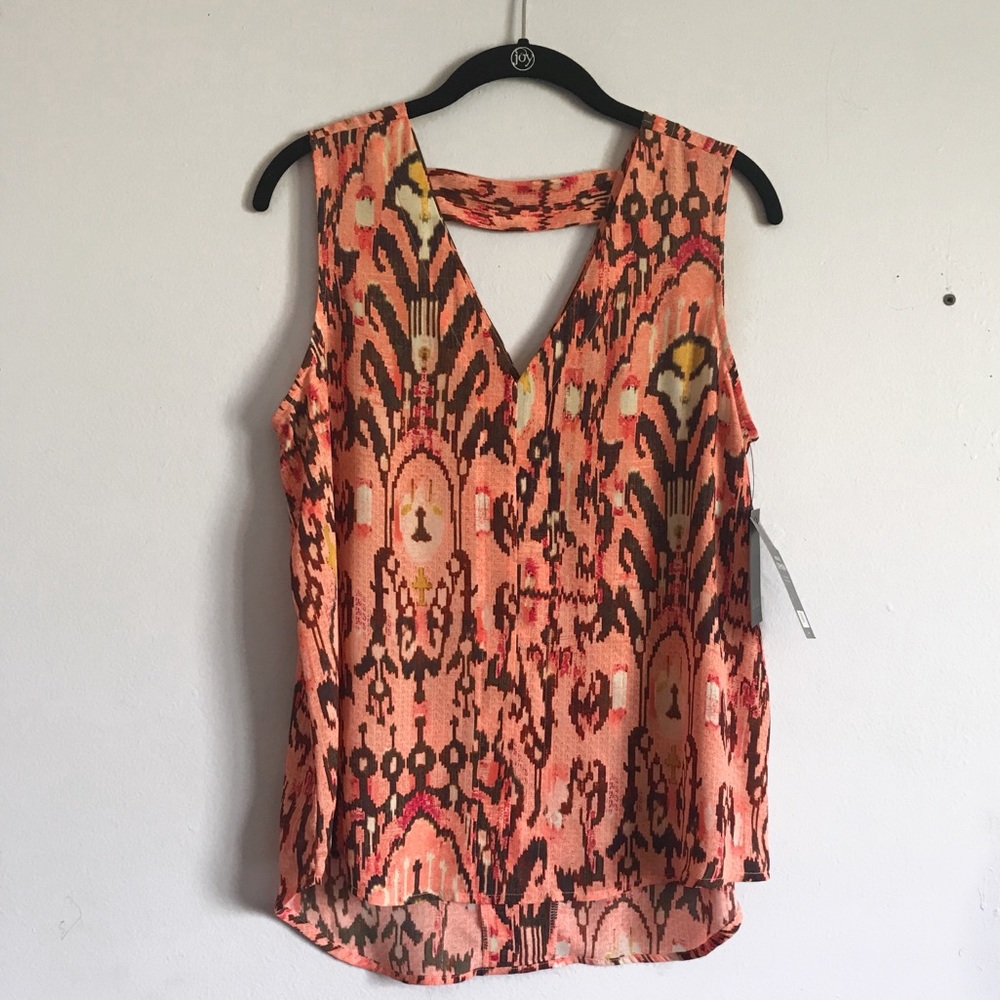 peach tribal printed blouse