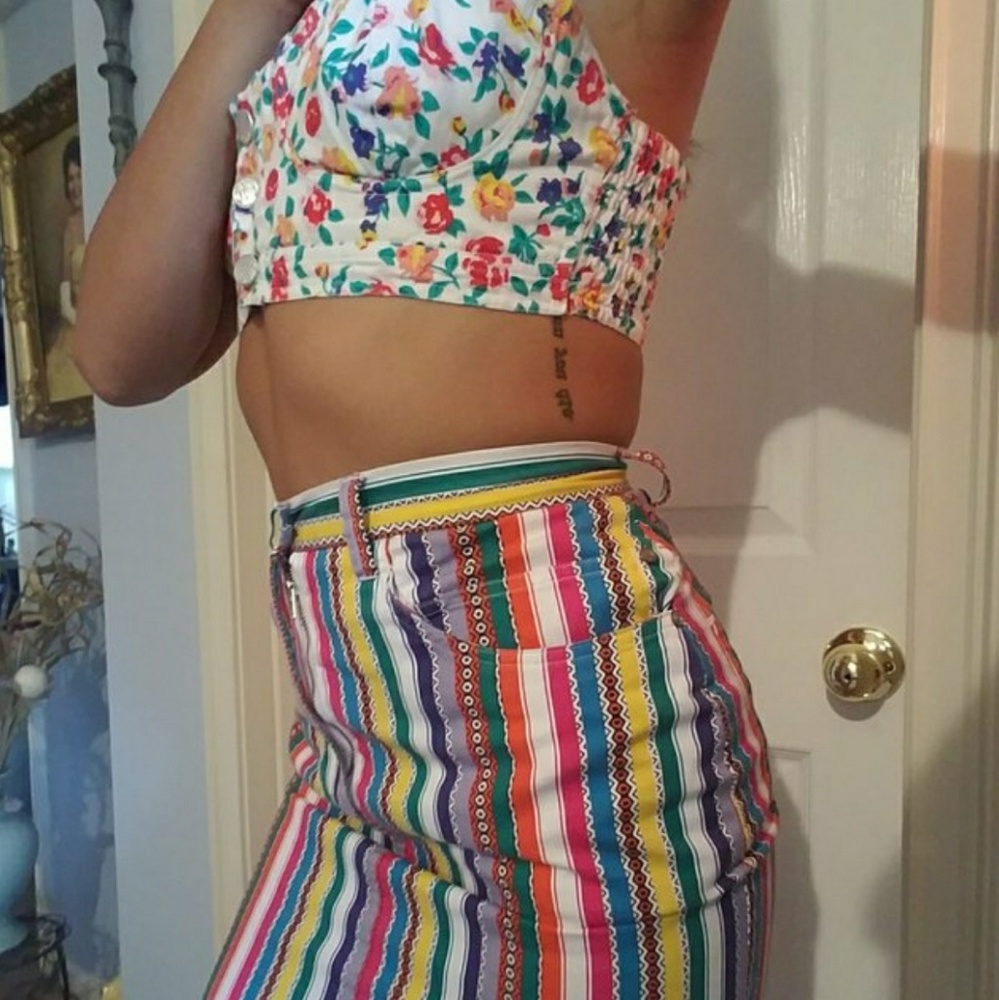 Vintage Gitano Multi Color High Waist Skirt