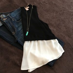 Mixed Media Sleeveless Blouse