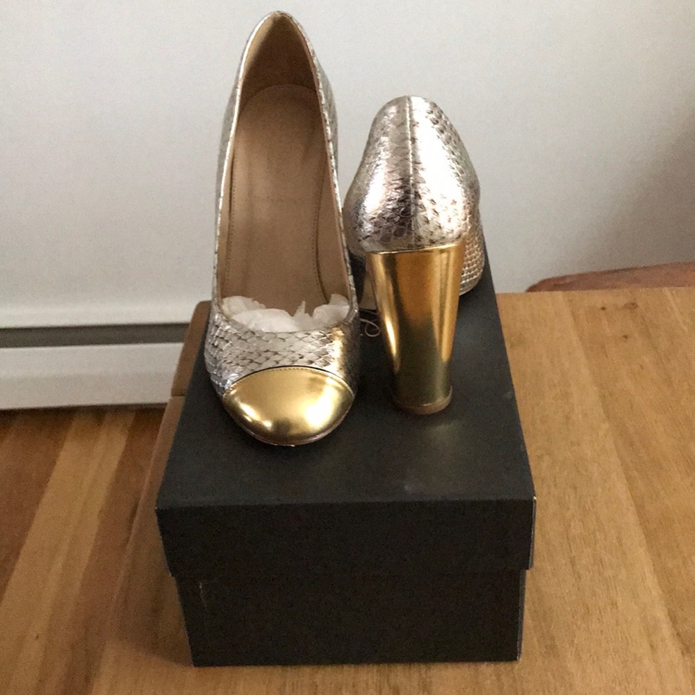 J. Crew Etta Silver & Gold Pumps