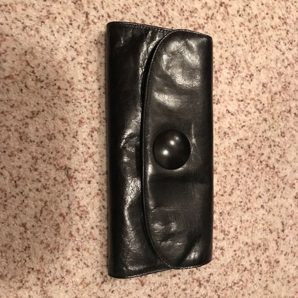 Slim leather Hobo clutch