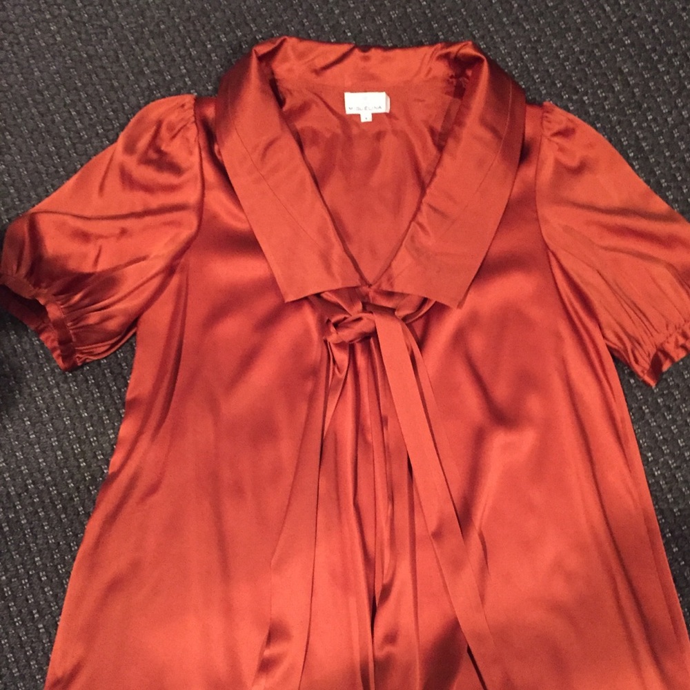 Miguelina orange silk shirt size S