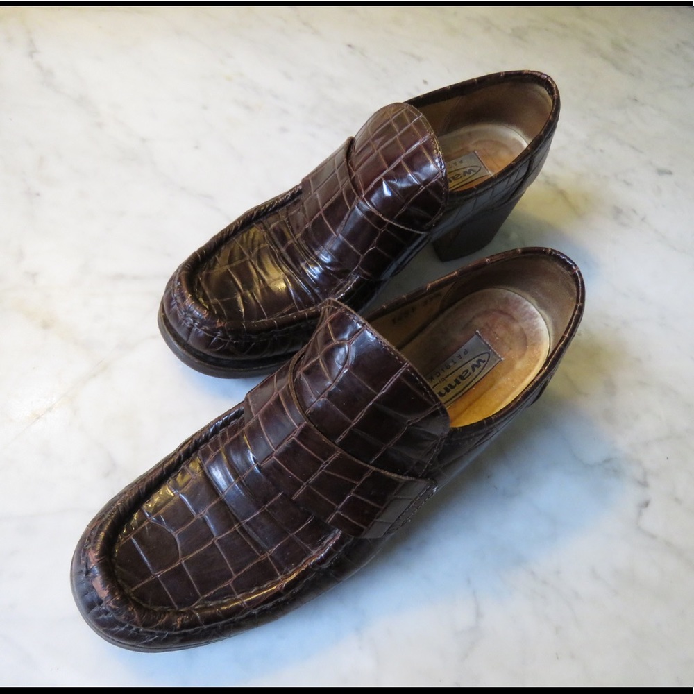 Patrick Cox - Wannabe Brown Croc Block Heels