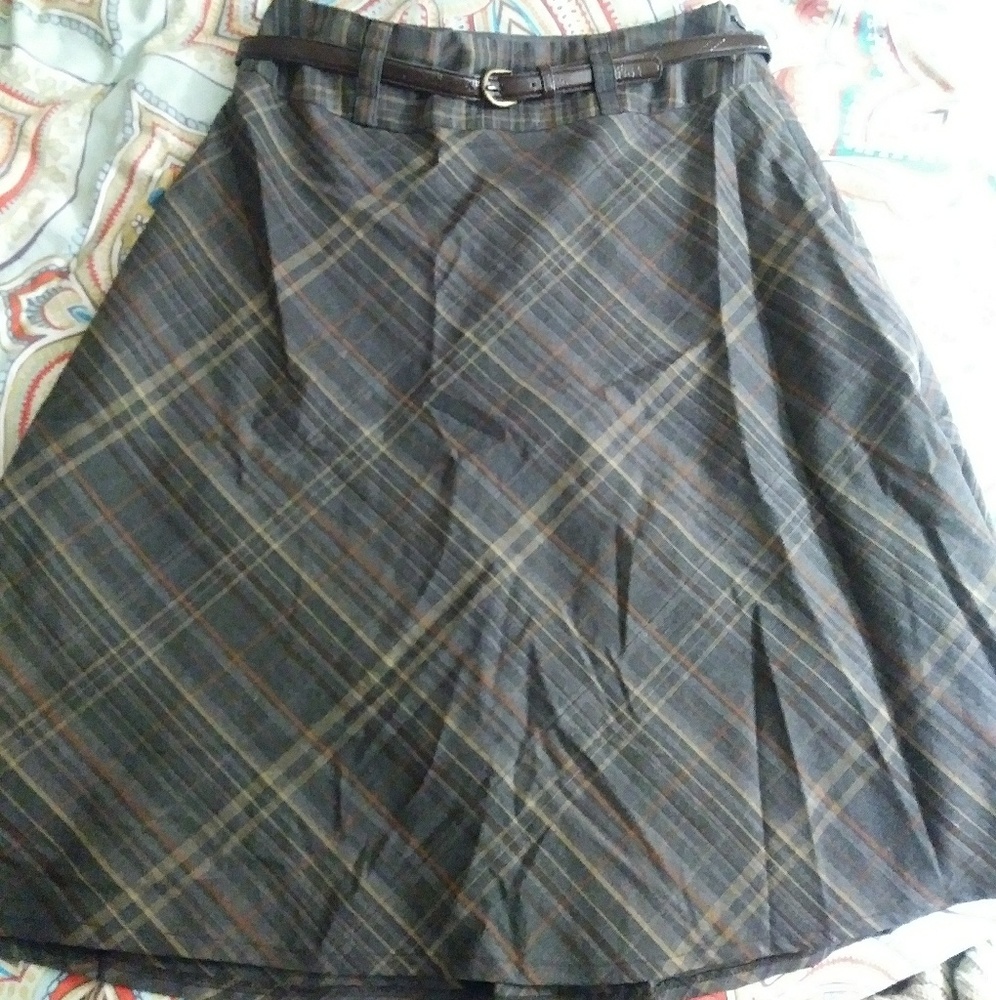 Chocolate Brown plaid skirt