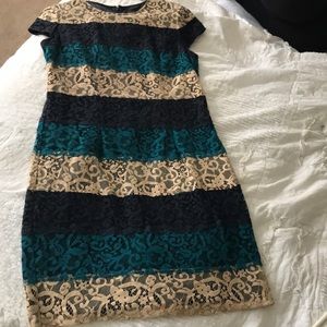 Ann Taylor Lace Striped Dress