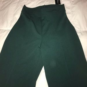 Hunter Green Wide Leg Pants- High waisted