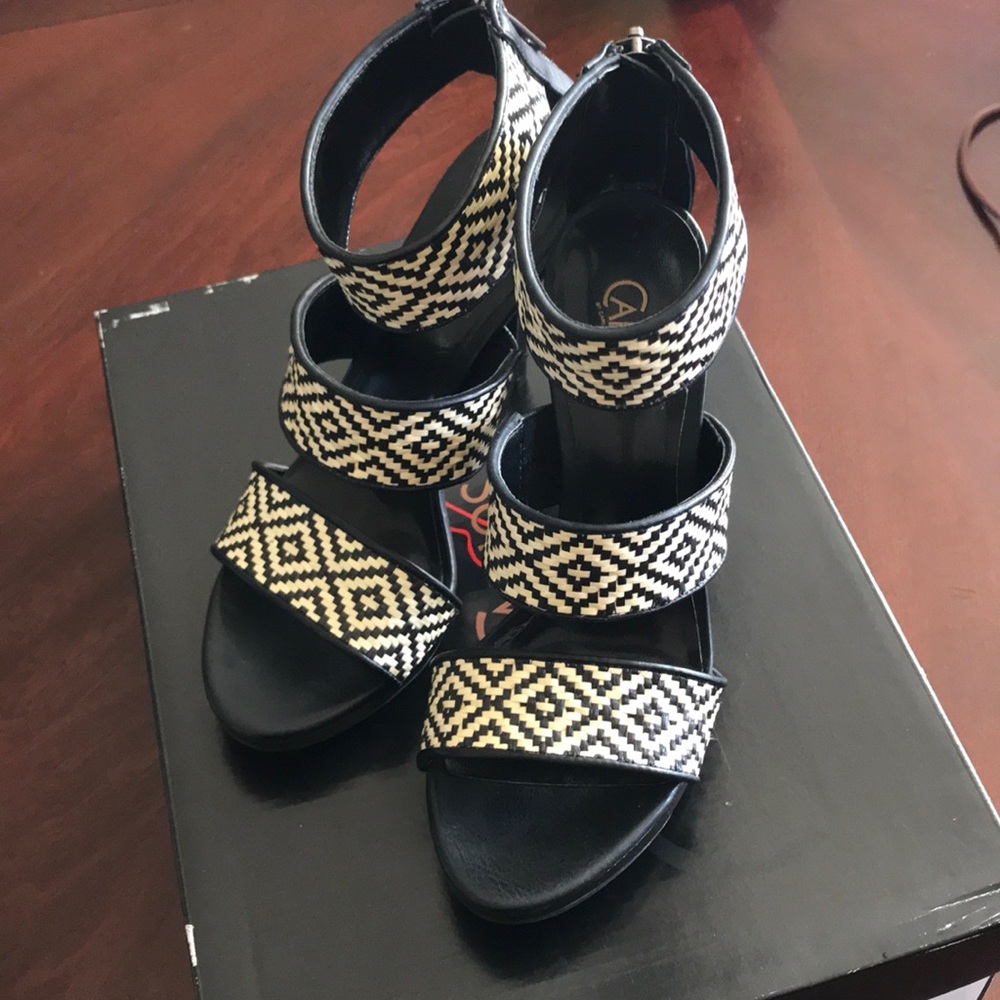 Black and Beige High Heels