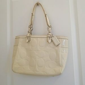 White leather Coach purse