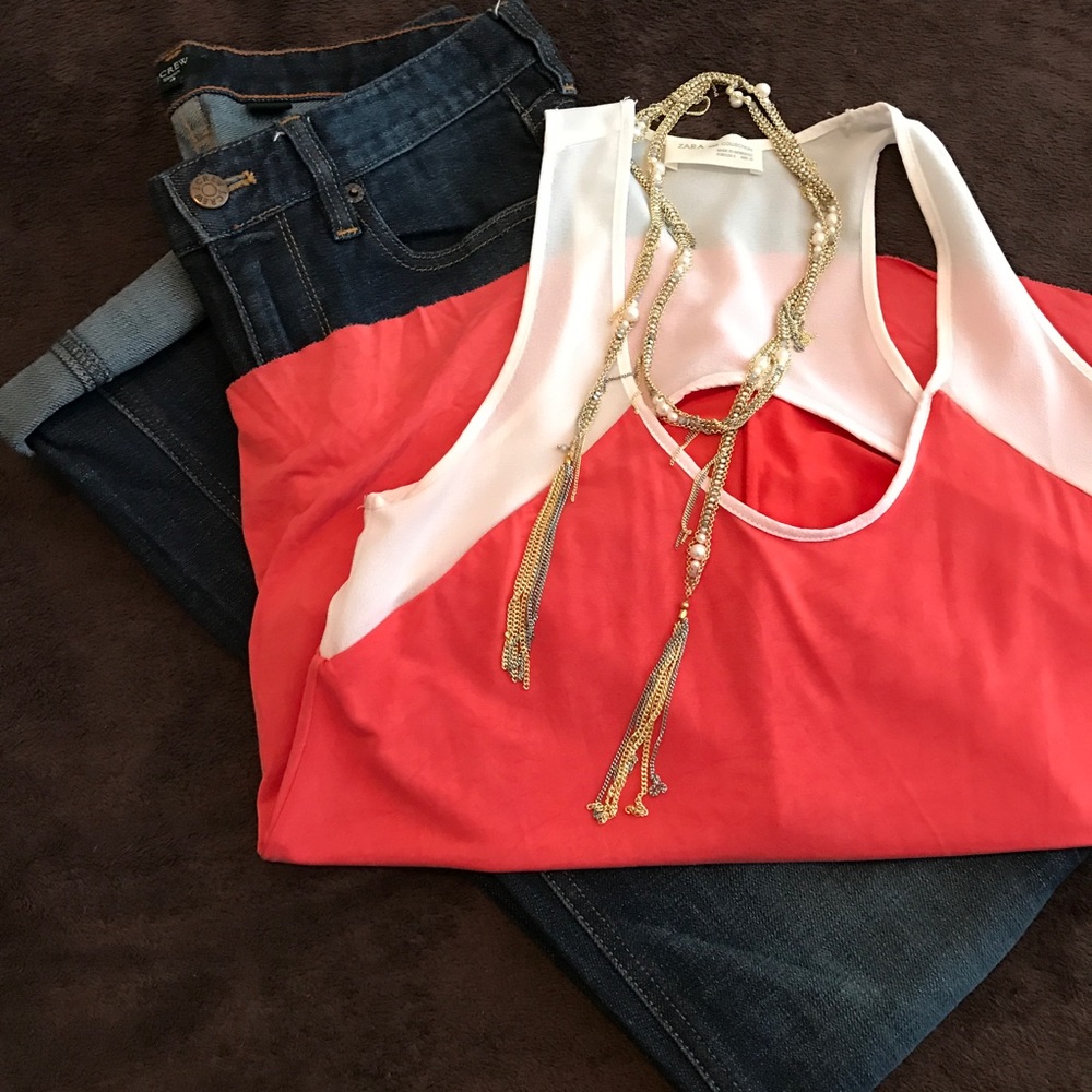 Zara mixed media racerback top