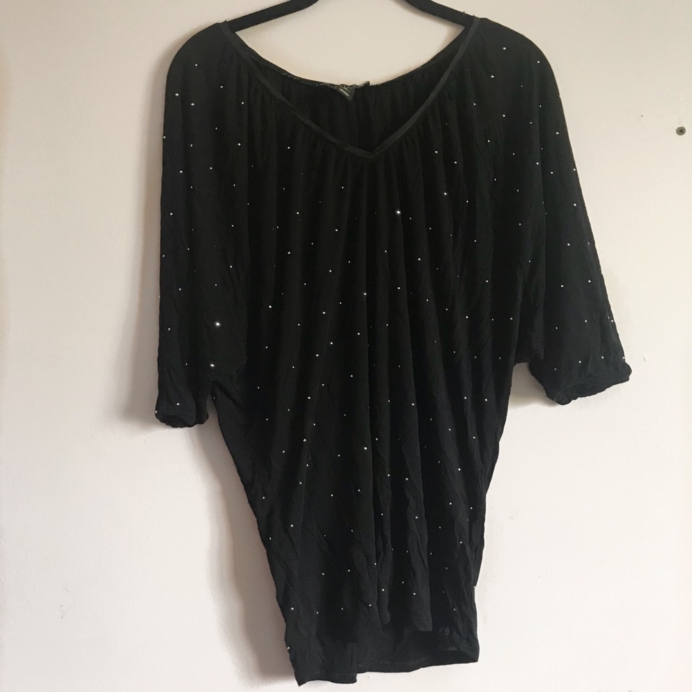 quarter sleeve black with beads shirt