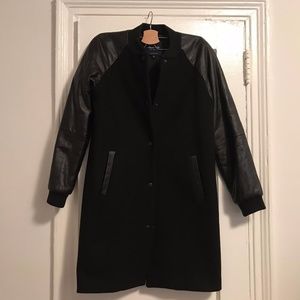 Madewell Leather Sleeve Varsity Coat