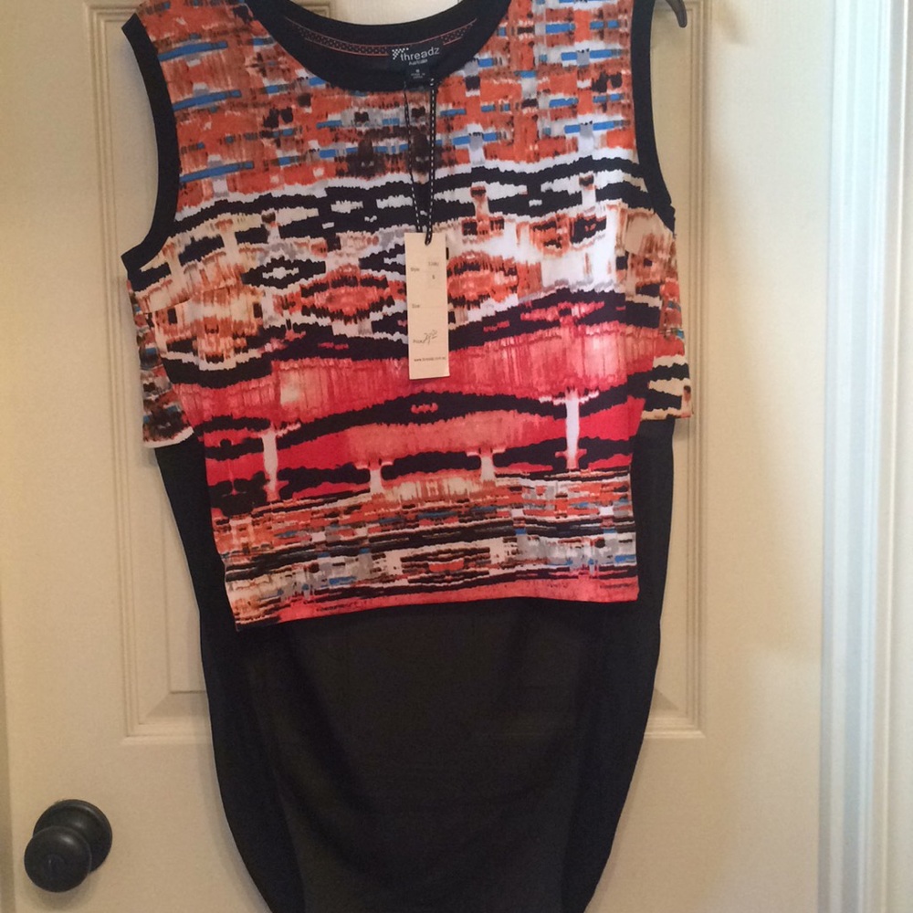 NWT cropped sleeveless top w long chiffon tail