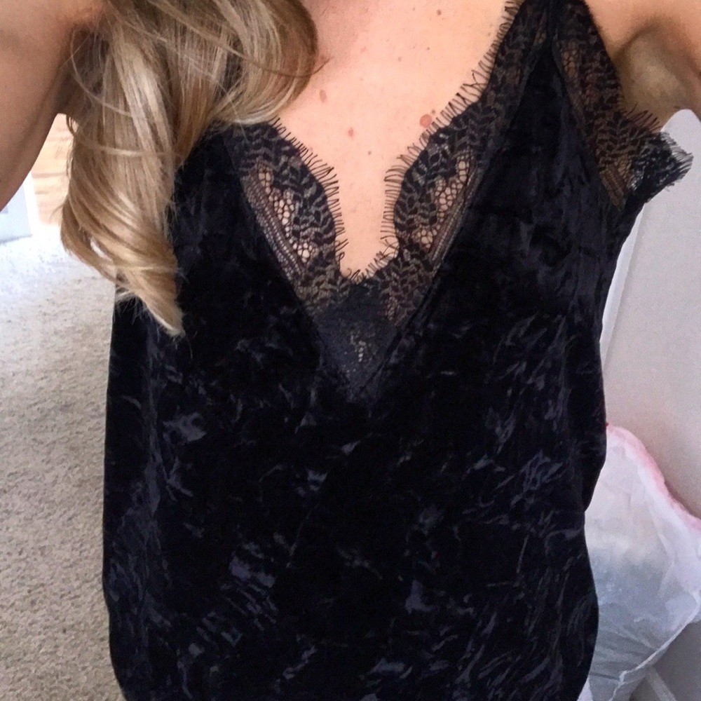 Zara black velvet and lace top