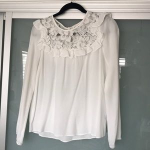 White top with lace trim