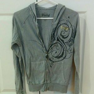 Grey bold zip-up sweater