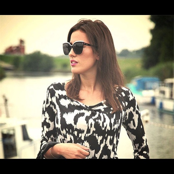 Cat Eye Black and White Glasses - Picture 3 of 3