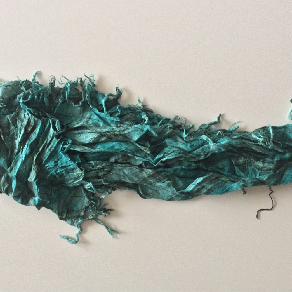 Plaid Print Fringe Scarf