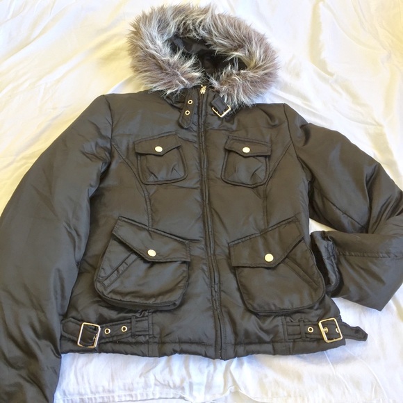 Guess Jackets & Blazers - 🔴 Guess Puffer Coat Down Fur Hooded Jacket M
