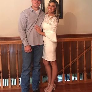 White bell sleeved dress