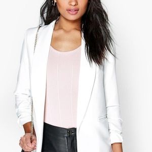 Boohoo Blythe Ruched Sleeve Blazer