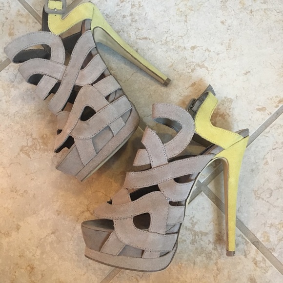 Shoemint Stella heels. Yellow/Beige - Picture 1 of 5