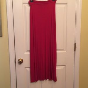 Long red skirt