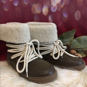 Faux fur vegan leather winter boots