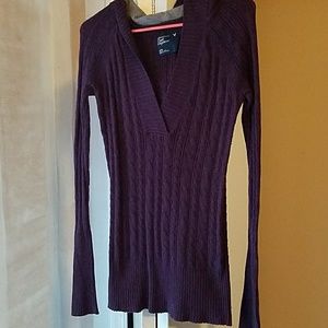 American Eagle hooded cable knit sweater