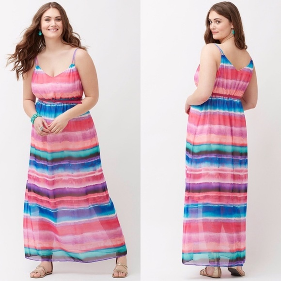 Lane Bryant Dresses & Skirts - NWT Lane Bryant Striped Chifon Maxi Dress 14/16