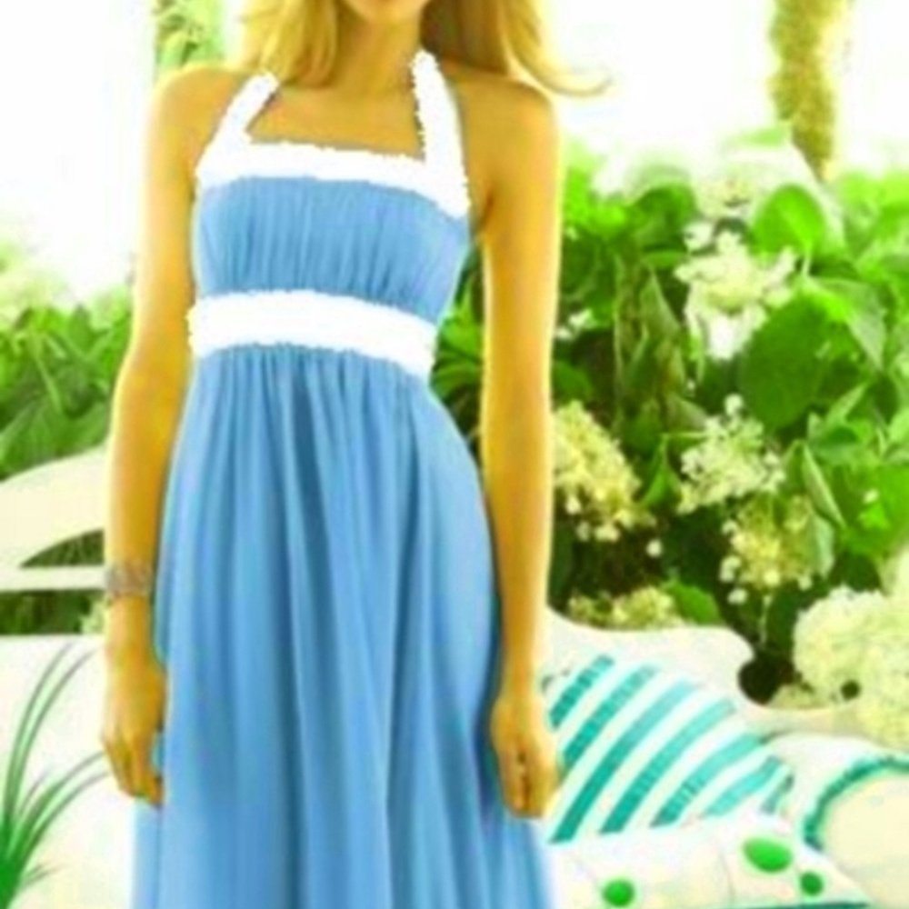 After Six 6566....Full length, Halter Dress......Turquoise...Size 6..NWT
