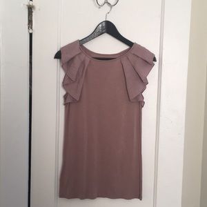 Loft Taupe Ruffle Tee