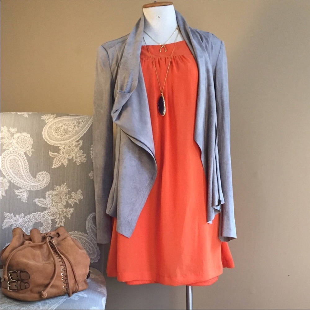 BNCI Blanc Noir Gray FauxSuede waterfall jacket